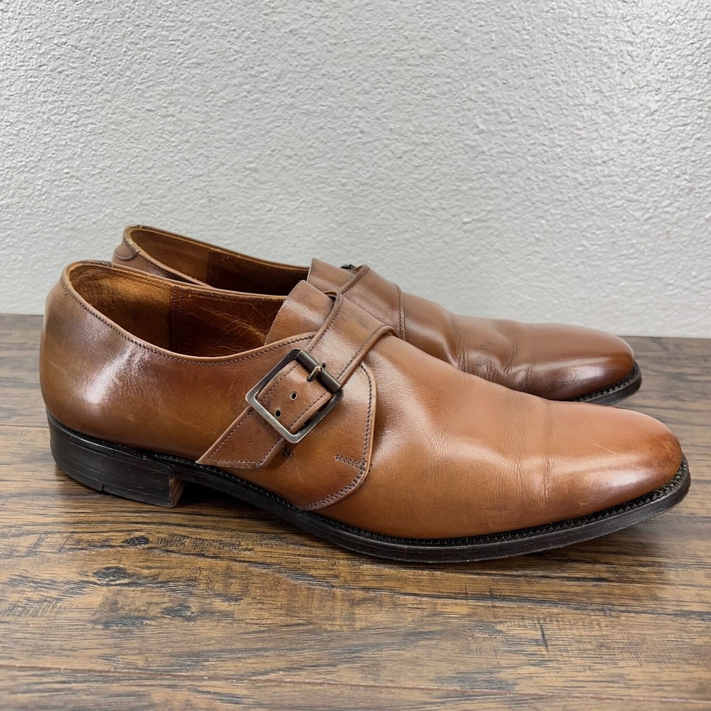 Oxbridge Of England Men's Shoes Size 8.5 D Brown Leather Monk Strap Dress